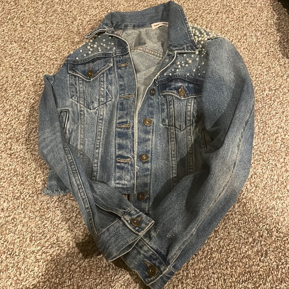 Pearl Studded Jean Jacket